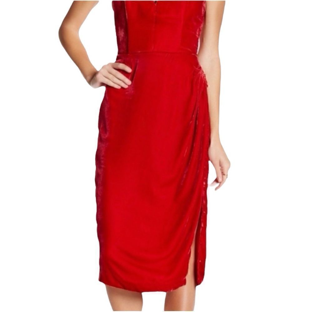 NWT Revolve NBD Velvet Deep-V Strapless Corset Midi Dress